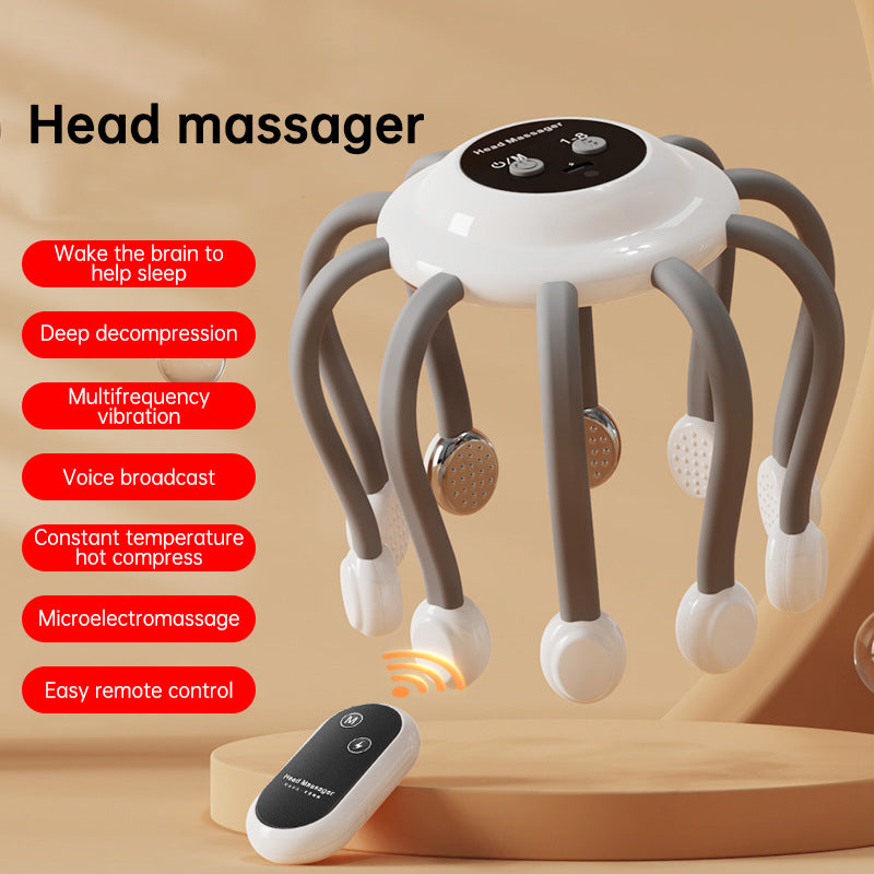 Head Massager Vibration Relaxation Sleep Scalp Stress Relax Electric Octopus Head Massager