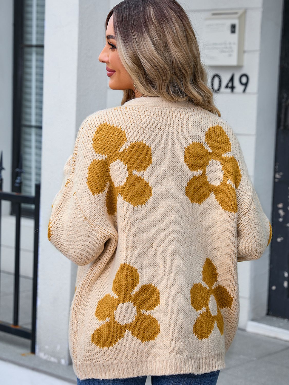 Angel Wings Flower Open Front Long Sleeve Cardigan Angel Wings Flower Open Front Long Sleeve Cardigan