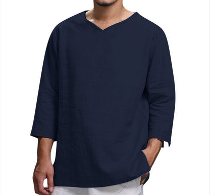 Men's Loose Casual V-Neck Long Sleeve Pullover