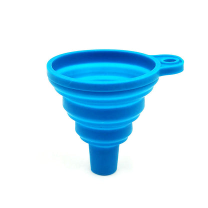 Household Collapsible Telescopic Funnel Kitchen Sub-Packaging Oil Leak Candy Color High Temperature Resistant Long Neck Funnel Round Blue#C0FST#