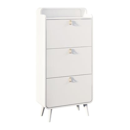 Organize your shoe collection with our Modern Arc Design Shoe Cabinet. With 3 spacious drawers, this cabinet not only maximizes storage space, but also adds a touch of modern elegance to any entryway or outdoor space. Its sleek white finish will complement any decor. Stay organized and stylish with this shoe storage solution!