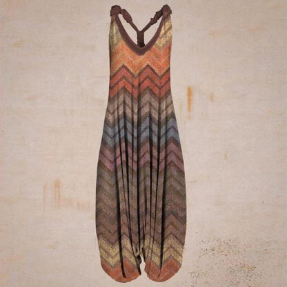 "Ethnic Style Printed Loose Large Size Harem Pants Beach Suspenders Jumpsuit"Elevate your beach style with our Printed Loose Harem Pants Jumpsuit! With a fashionable print and a comfortable loose fit, this jumpsuit is perfect for beach days. The suspenders add a unique touch and provide extra support. Embrace the freedom and style of our Large Size Harem Pants Jumpsuit