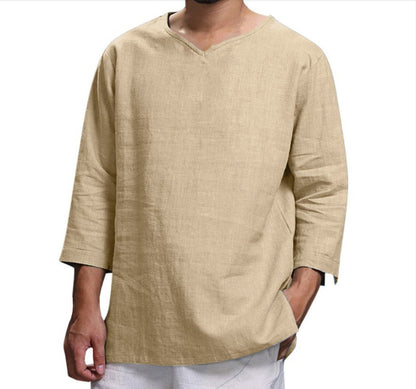 Men's Loose Casual V-Neck Long Sleeve Pullover