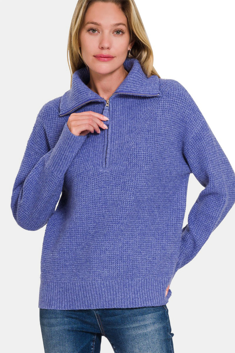 Zenana Half Zip Long Sleeve Sweater Zenana Half Zip Long Sleeve Sweater