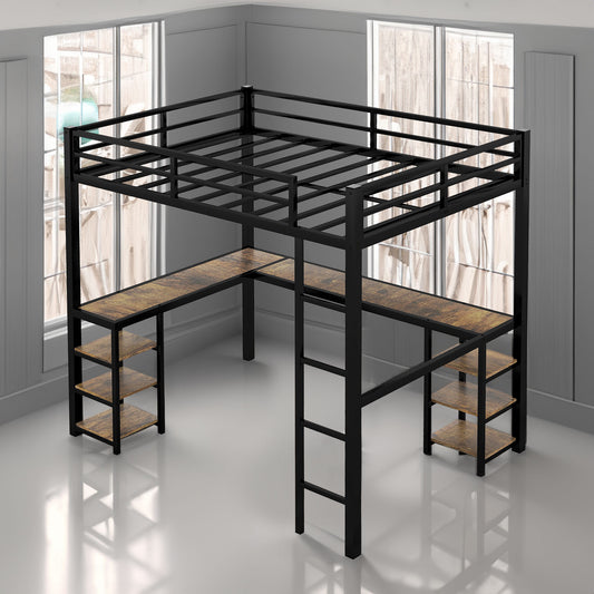 "Get the most out of your space with our Full Metal Loft Bed! Offering a built-in desk and shelf, with a sturdy ladder and guardrail for safety. Maximize functionality without compromising style. Perfect for small bedrooms or dorms. Transform your space today!"