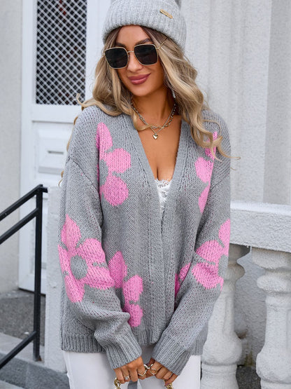 Angel Wings Flower Open Front Long Sleeve Cardigan Angel Wings Flower Open Front Long Sleeve Cardigan