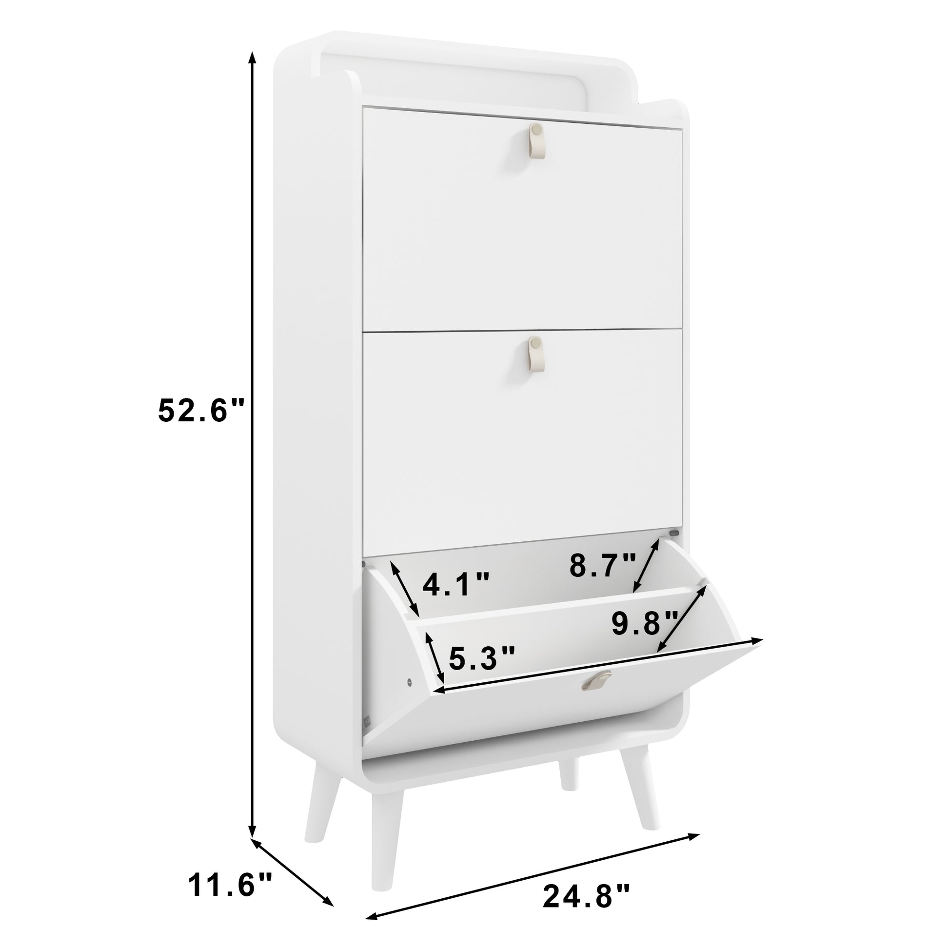 Organize your shoe collection with our Modern Arc Design Shoe Cabinet. With 3 spacious drawers, this cabinet not only maximizes storage space, but also adds a touch of modern elegance to any entryway or outdoor space. Its sleek white finish will complement any decor. Stay organized and stylish with this shoe storage solution!