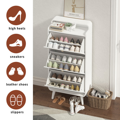 Organize your shoe collection with our Modern Arc Design Shoe Cabinet. With 3 spacious drawers, this cabinet not only maximizes storage space, but also adds a touch of modern elegance to any entryway or outdoor space. Its sleek white finish will complement any decor. Stay organized and stylish with this shoe storage solution!