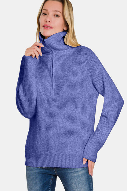 Zenana Half Zip Long Sleeve Sweater Zenana Half Zip Long Sleeve Sweater