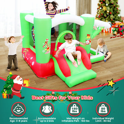 Christmas Jump 'n Slide Inflatable Bouncer for Kids Complete Setup with Blower - 80 Christmas Jump 'n Slide Inflatable Bounce Houses