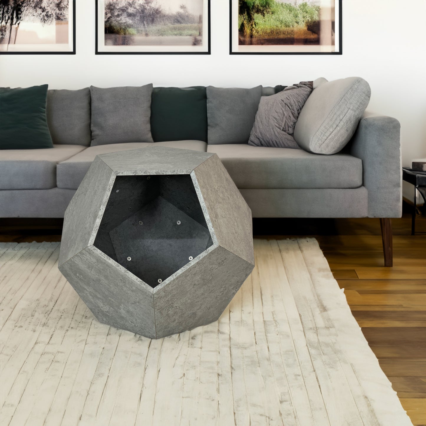 25.98"Modern Pet Furniture Cat Litter Side Table, Sofa Side Table, Planter MDF Multifunctional Furniture, Cement Gray 25.98"Pet Furniture Cat Litter Side Table/Side-Table