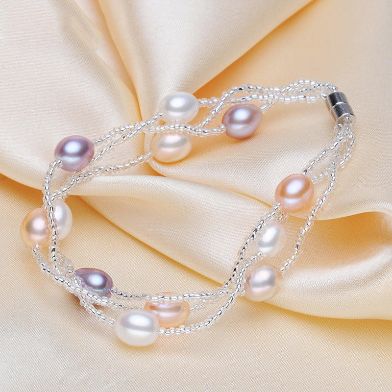 Indulge in luxurious elegance with our Freshwater Pearl Bracelet. Adorn your wrist with the timeless beauty of freshwater pearls, lending a touch of sophistication to any outfit. Elevate your style and exude a sense of refinement with this must-have accessory.