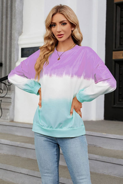 Gradient Round Neck Long Sleeve Sweatshirt Gradient Round Neck Long Sleeve Sweatshirt