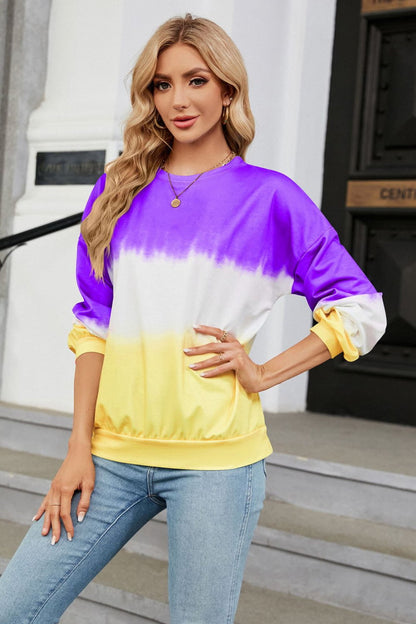 Gradient Round Neck Long Sleeve Sweatshirt Gradient Round Neck Long Sleeve Sweatshirt