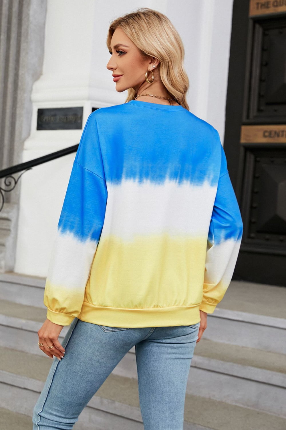 Gradient Round Neck Long Sleeve Sweatshirt Gradient Round Neck Long Sleeve Sweatshirt