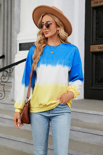 Gradient Round Neck Long Sleeve Sweatshirt Gradient Round Neck Long Sleeve Sweatshirt