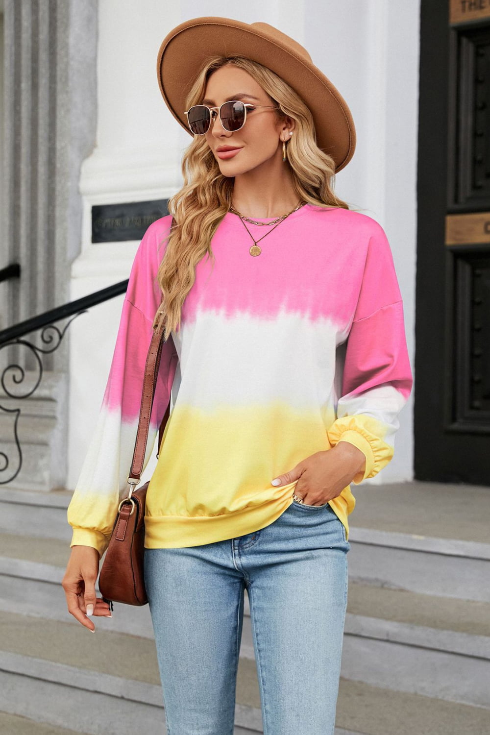 Gradient Round Neck Long Sleeve Sweatshirt Gradient Round Neck Long Sleeve Sweatshirt