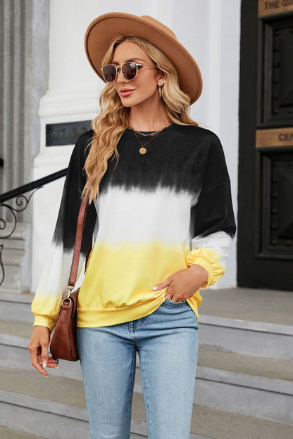 Gradient Round Neck Long Sleeve Sweatshirt Gradient Round Neck Long Sleeve Sweatshirt