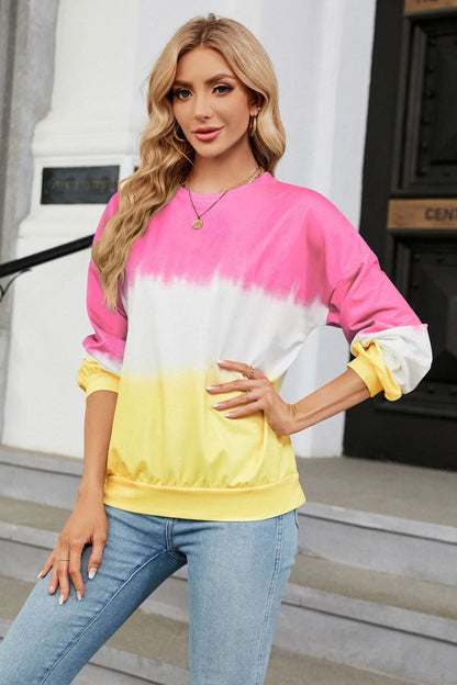 Gradient Round Neck Long Sleeve Sweatshirt Gradient Round Neck Long Sleeve Sweatshirt