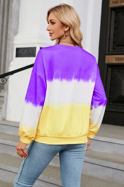 Gradient Round Neck Long Sleeve Sweatshirt Gradient Round Neck Long Sleeve Sweatshirt