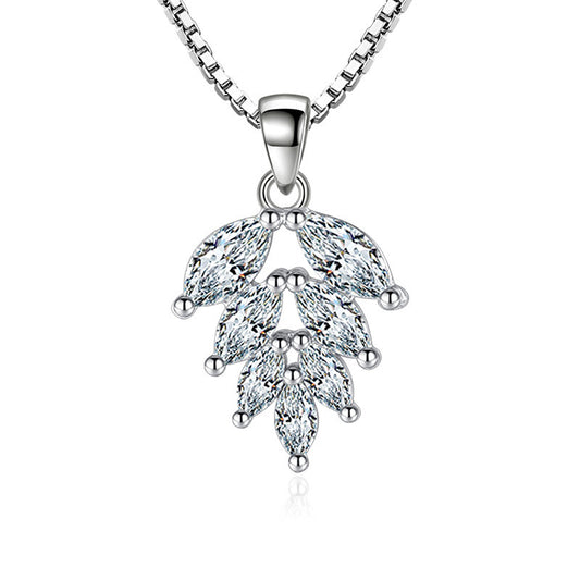 Temperament Female Wild Necklace Ice Leaf Silver