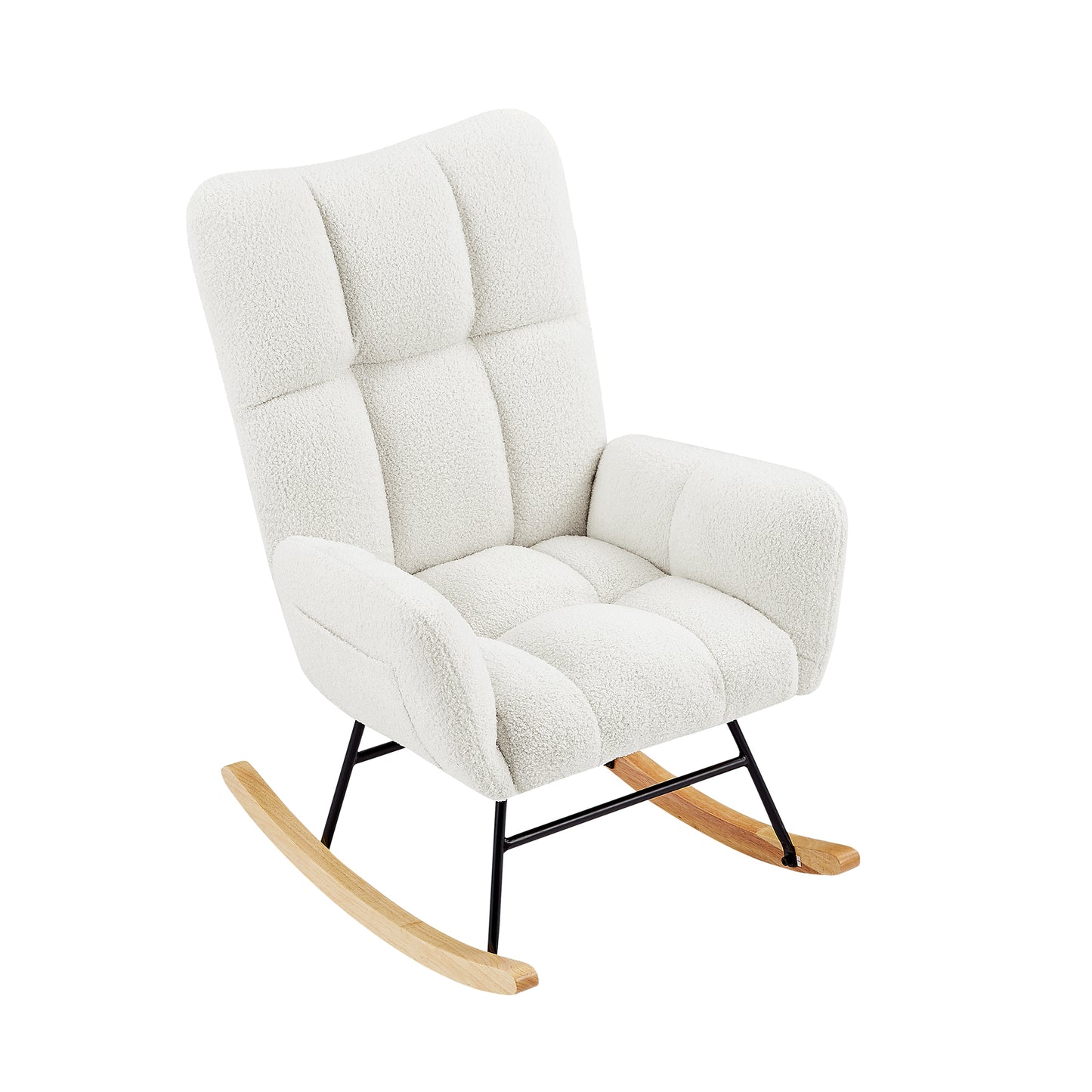 Off-White Teddy Fabric Rocking Chair Off-White Teddy Fabric Rocking Chair