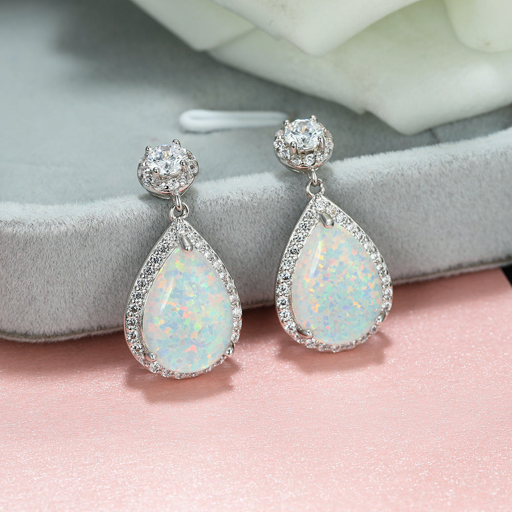 Platinum Opal Water Drop Earrings Temper Platinum Opal Water Drop Earrings