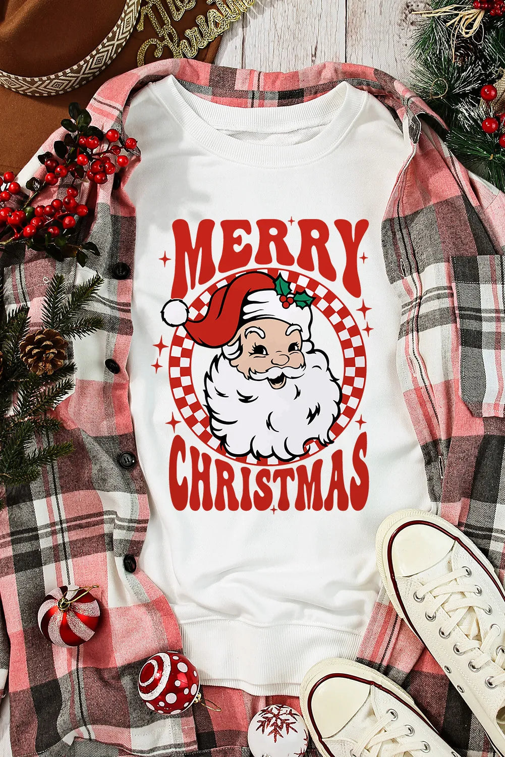 Santa Graphic Round Neck Long Sleeve Sweatshirt Santa Graphic Round Neck Long Sleeve Sweatshirt