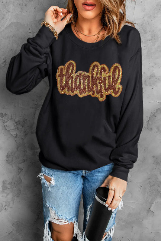 THANKFUL Round Neck Long Sleeve Sweatshirt THANKFUL Round Neck Long Sleeve Sweatshirt