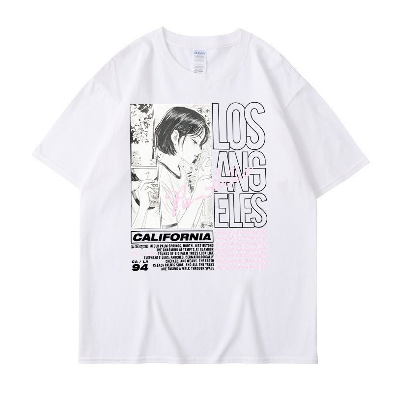 Anime Girl Letter Printed Short sleeved T - shirt Summer Cotton Harajuku Top Women's Clothing - Melissas Collectibles and More