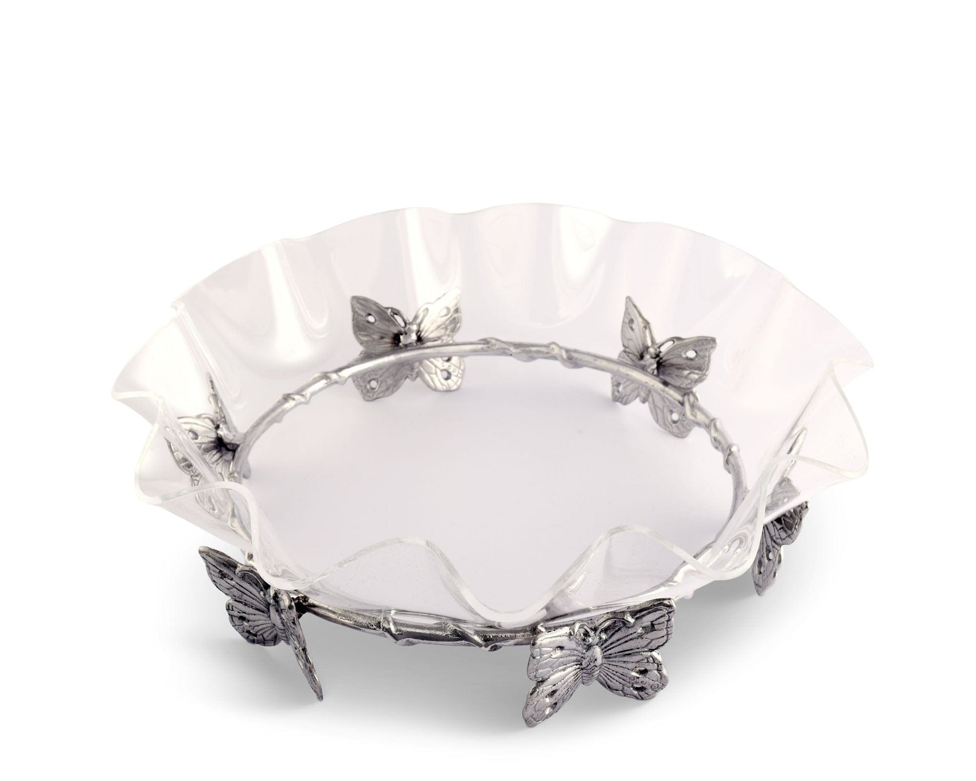 "Butterfly Stand Acrylic Bowl 16in"Experience the exquisite beauty of our Butterfly Stand Acrylic Bowl, a stunning centerpiece that will elevate any table setting. Crafted with precision and care, this 16-inch bowl will add a touch of elegance and charm to your home decor"