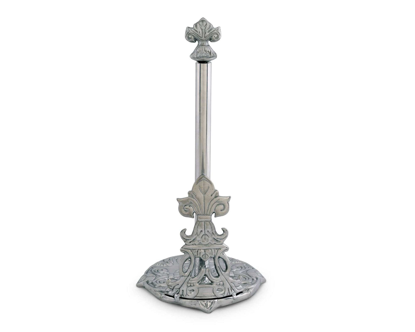 "Add a touch of elegance to your kitchen with our Fleur-De-Lis Paper Towel Holder! Keep your paper towels easily accessible and beautifully displayed with this sturdy and stylish holder. The perfect blend of functionality and charm, this holder is a must-have for any home"