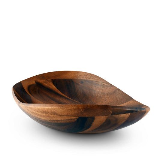 Wave Pattern Large Acacia Wood Salad Bowl