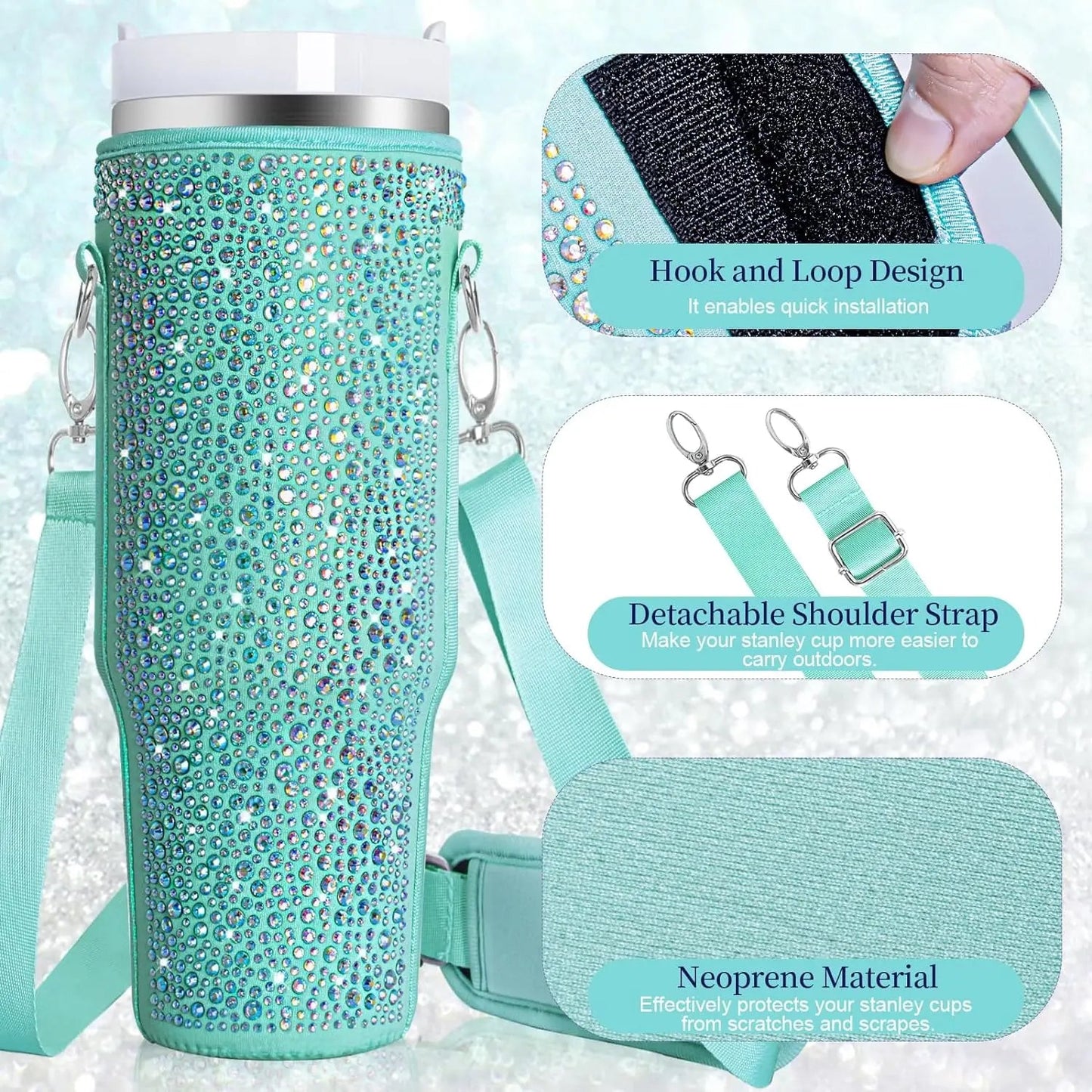 Diamond Mug Sleeve Carrier Bag With Straps Outdoor Drinkware Accessory - Melissas Collectibles and More