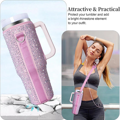 Diamond Mug Sleeve Carrier Bag With Straps Outdoor Drinkware Accessory - Melissas Collectibles and More