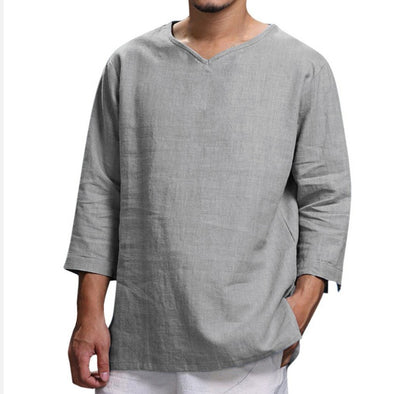 Men's Loose Casual V-Neck Long Sleeve Pullover