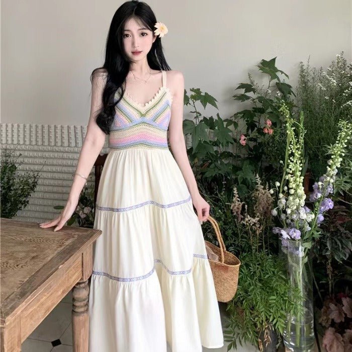 Ethnic Style Suspender Hollowed Out Patchwork|Dress - Melissas Collectibles and More