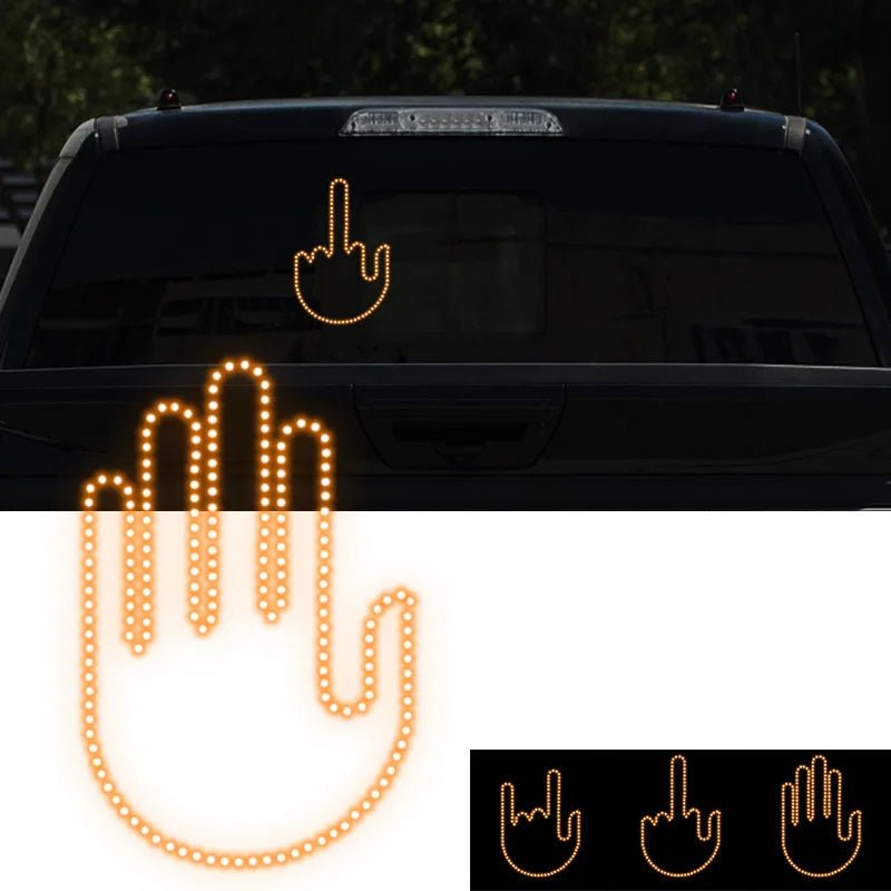 Funny LED Illuminated Gesture Light Car Light With Remote Signs - Melissas Collectibles and More