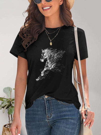 Horse Round Neck Short Sleeve T - Shirt - Melissas Collectibles and More