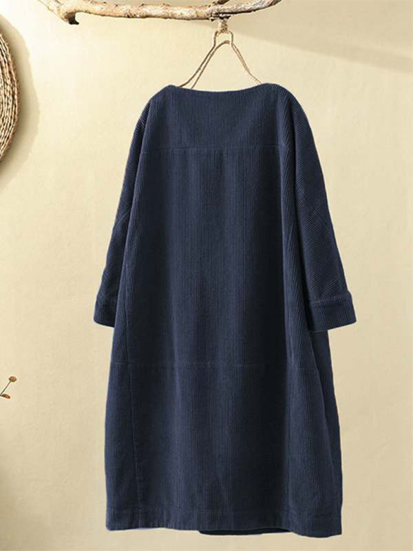 Autumn And Winter New Corduroy Retro Solid Dress Autumn And Winter New Corduroy Retro Solid Dress