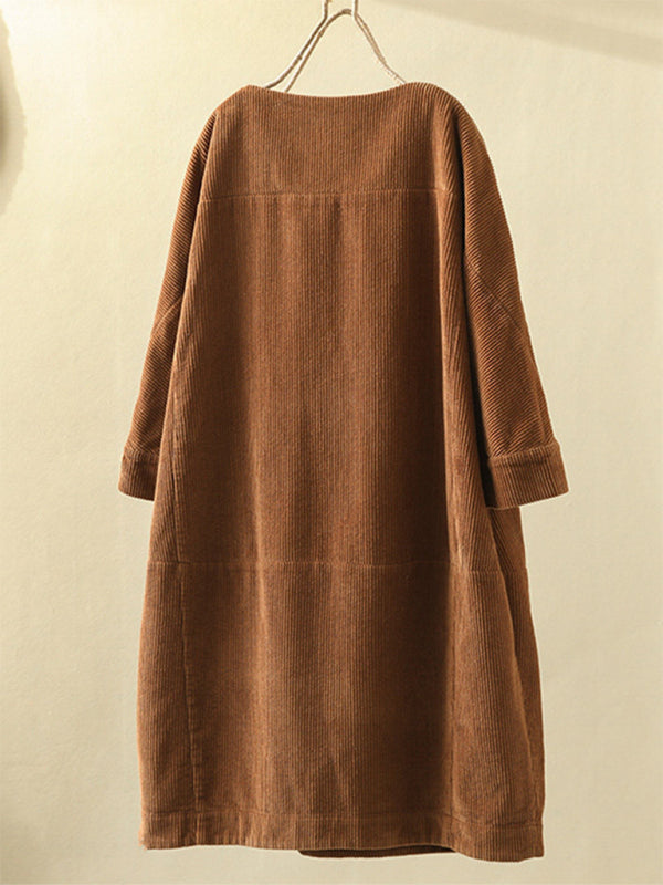 Autumn And Winter New Corduroy Retro Solid Dress Autumn And Winter New Corduroy Retro Solid Dress