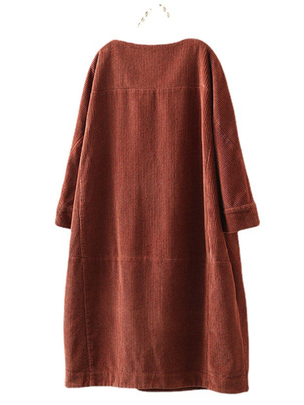 Autumn And Winter New Corduroy Retro Solid Dress Autumn And Winter New Corduroy Retro Solid Dress