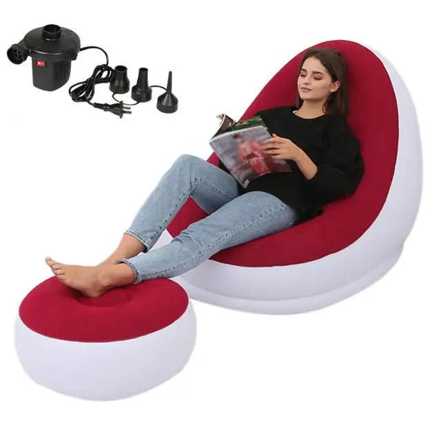 Inflatable Lazy Sofa Deck Chair and Foot Rest - Melissas Collectibles and More