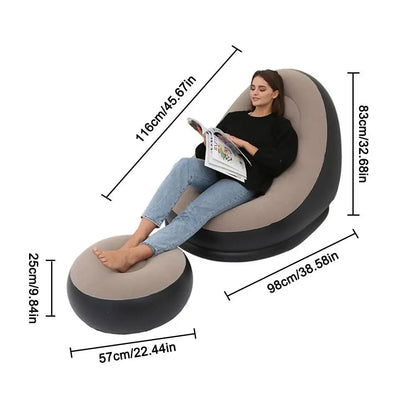 Inflatable Lazy Sofa Deck Chair and Foot Rest - Melissas Collectibles and More