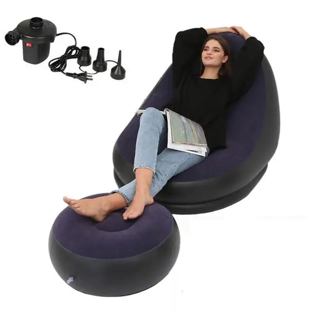 Inflatable Lazy Sofa Deck Chair and Foot Rest - Melissas Collectibles and More