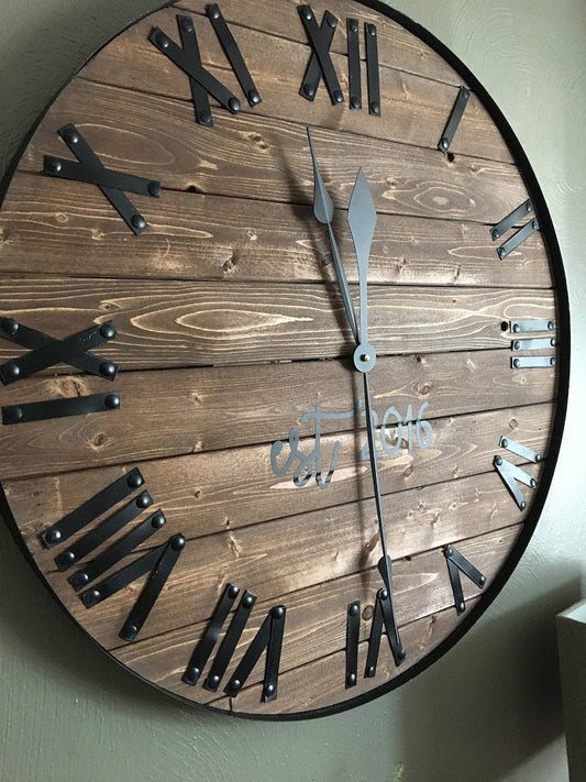 Large Wall Clock Rustic Wood - Melissas Collectibles and More