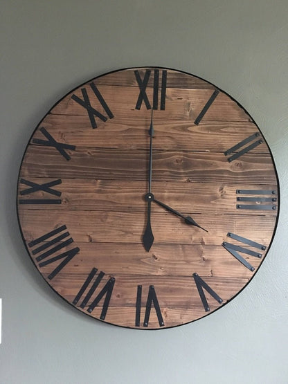 Large Wall Clock Rustic Wood - Melissas Collectibles and More