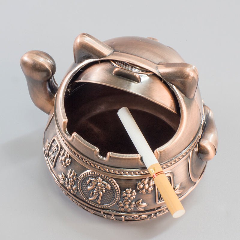 Lucky Cat Ashtray With Cover - Melissas Collectibles and More