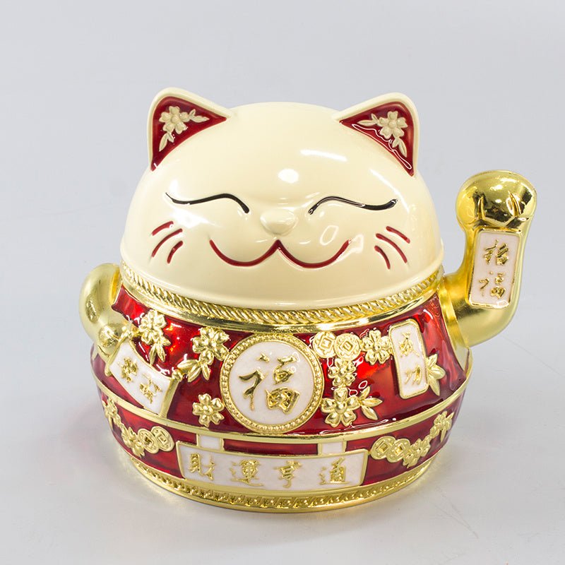 Lucky Cat Ashtray With Cover - Melissas Collectibles and More