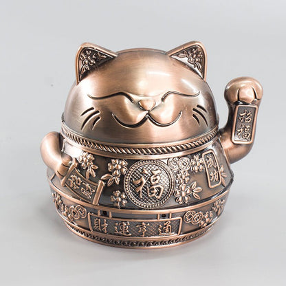 Lucky Cat Ashtray With Cover - Melissas Collectibles and More